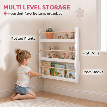 Kids' 3-Tier Wall-Mounted Bookshelf - White
