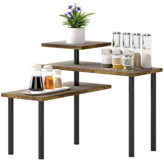 3-Tier Kitchen Countertop Organizer for Spice Rack,Rustic Brown