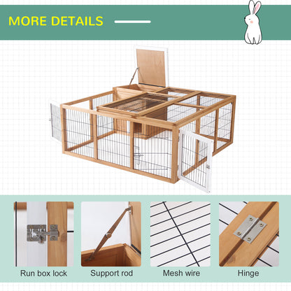 Rabbit Hutch, Guinea Pig House Outdoor Cage w/Openable Top, Yellow