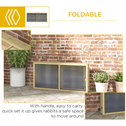 Rabbit Hutch, Folding Wooden Rabbit Run with Openable Top, Natural