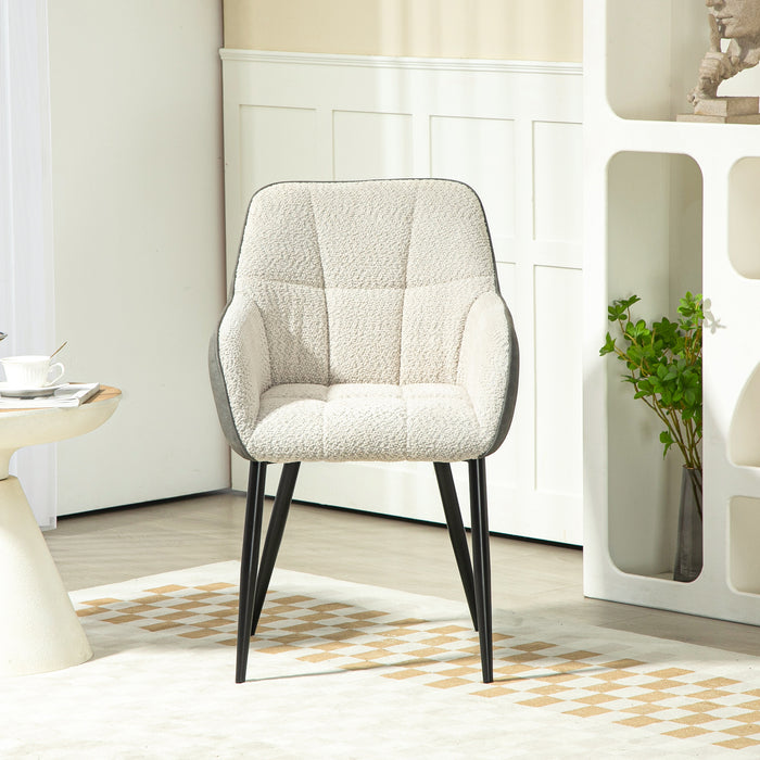 Accent Chair w/ Foot Pads and Chenille Fabric Arm Chair, Cream White