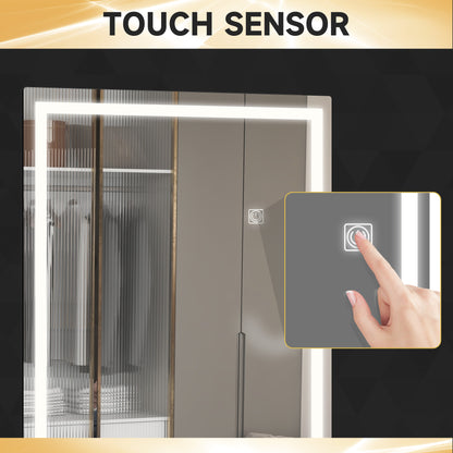 Dimming Full Length Mirror, 120 x 40cm Long Wall Mirror with 3 Colour LED, Smart Touch, Memory Function