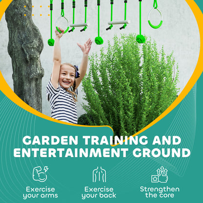 3 Piece Kids Zip Line Kit for Garden, 10m Length, Up to 50kg