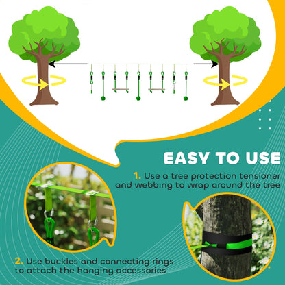 3 Piece Kids Zip Line Kit for Garden, 10m Length, Up to 50kg