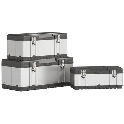 3 Pieces Tool Case Set, 23" 19" 16" Stainless Steel Tool Boxes