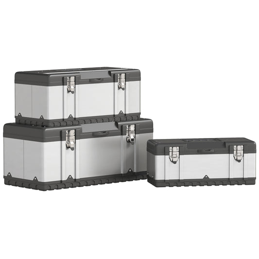3 Pieces Tool Case Set, 23" 19" 16" Stainless Steel Tool Boxes