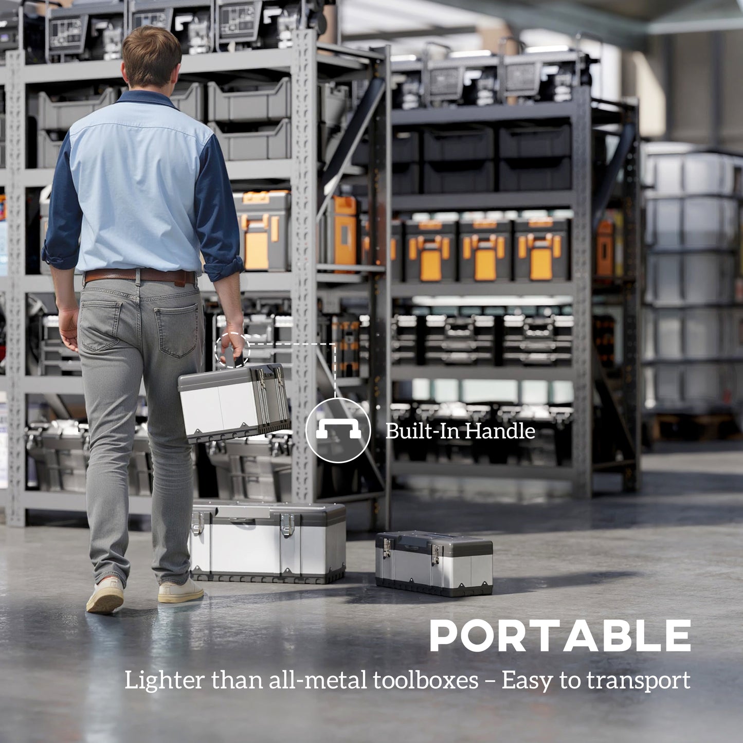 3 Pieces Tool Case Set, 23" 19" 16" Stainless Steel Tool Boxes