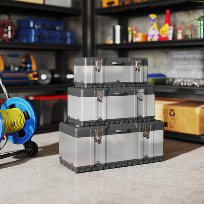 3 Pieces Tool Case Set, 23" 19" 16" Stainless Steel Tool Boxes