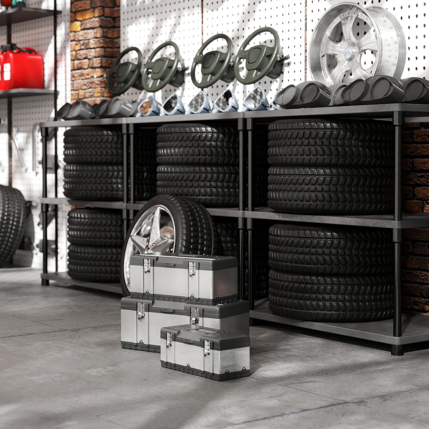 3 Pieces Tool Case Set, 23" 19" 16" Stainless Steel Tool Boxes