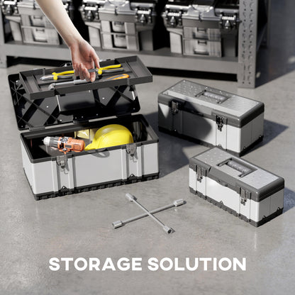 3 Pieces Tool Case Set, 23" 19" 16" Stainless Steel Tool Boxes