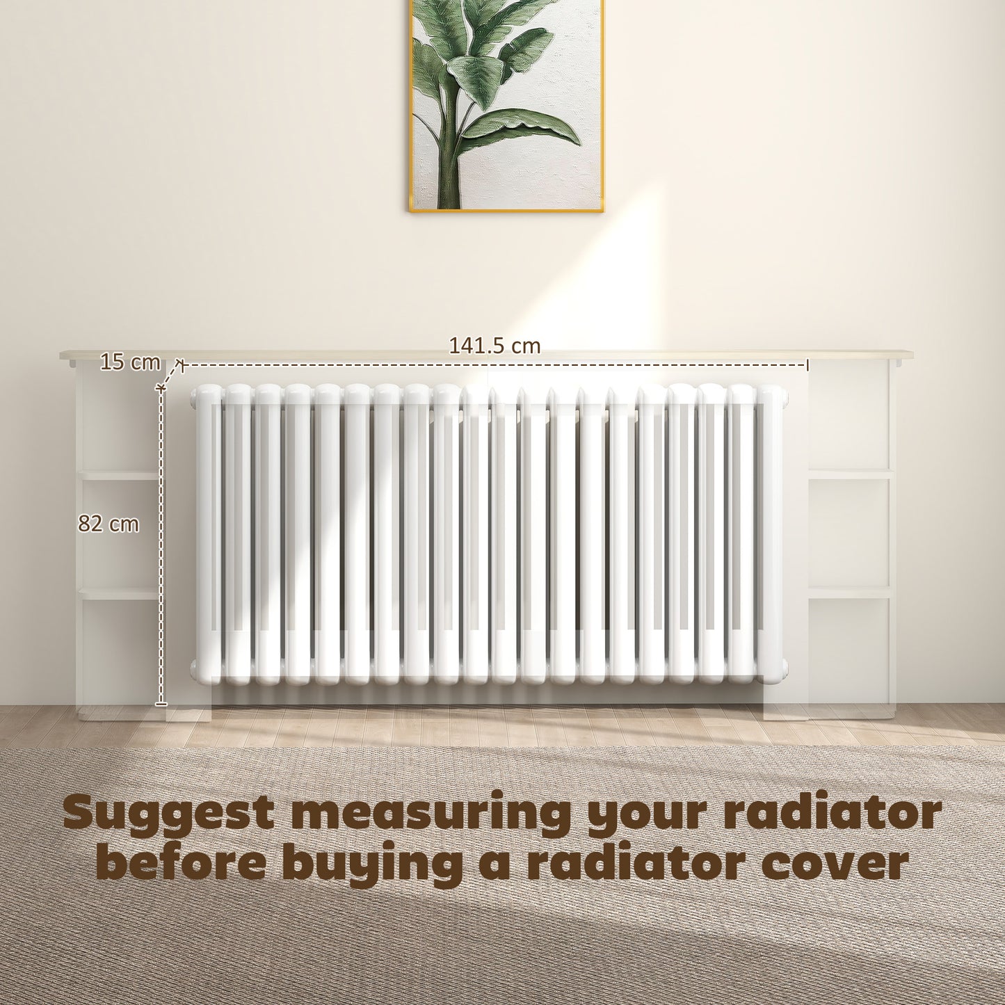 Vertical Slatted Heater Cover for Living Room, Extra Larg, White