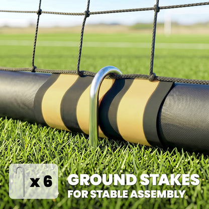 Football Goal, 8 x 5ft Portable Football Net with Thick EPE Foam Padding, PVC Tube Covers, Ground Stakes and Metal Frame, Training Equipment for Garden Indoor Outdoor Play, Easy Assembly