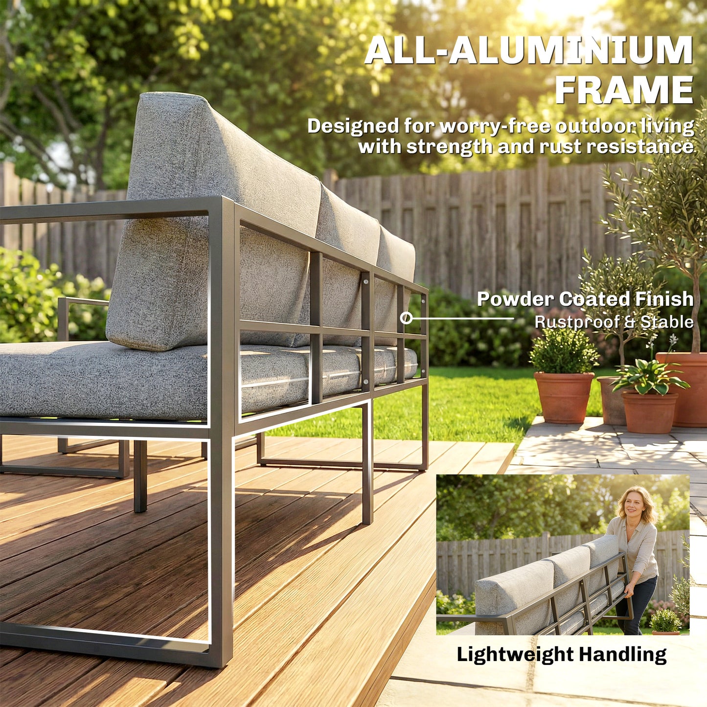 Patio Furniture Set Aluminium Frame Dark Grey