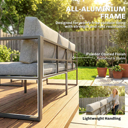 Patio Furniture Set Aluminium Frame Dark Grey