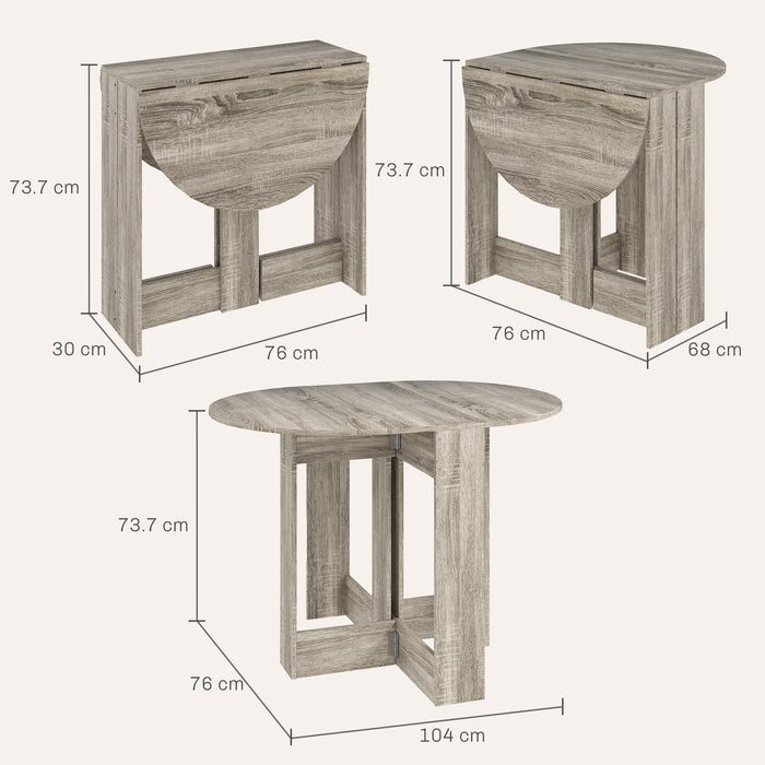 Folding Dining Table Foldable Drop Leaf Dinner Table for Kitchen Grey