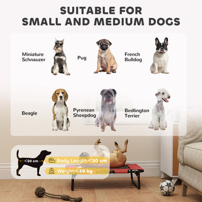 Raised Dog Bed with Breathable Mesh for S & M Dogs, Red
