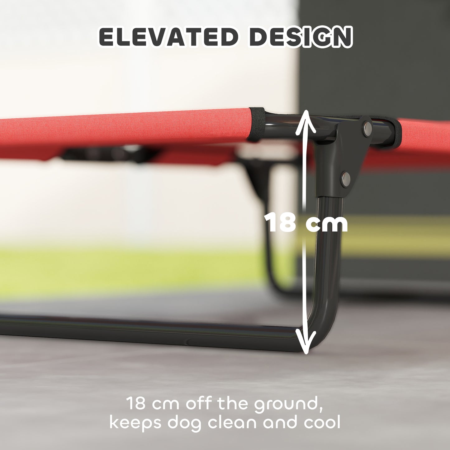 Raised Dog Bed with Breathable Mesh for S & M Dogs, Red