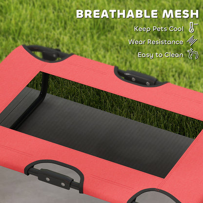 Raised Dog Bed with Breathable Mesh for S & M Dogs, Red