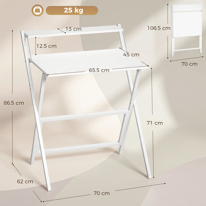 70 cm Folding Computer Desk for Small Spaces Bedroom, White