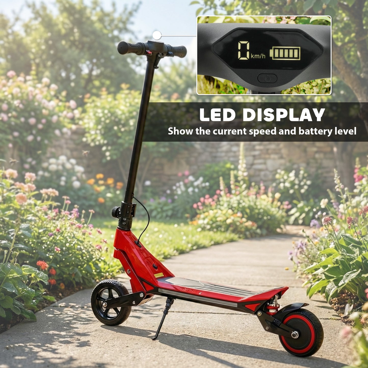 Electric Scooter for Kids, Foldable E Scooter for Age Age 6+ Red