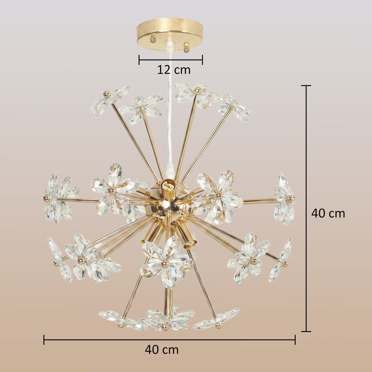 Crystal Chandeliers Ceiling Light with Flower, Pendant Light, Clear