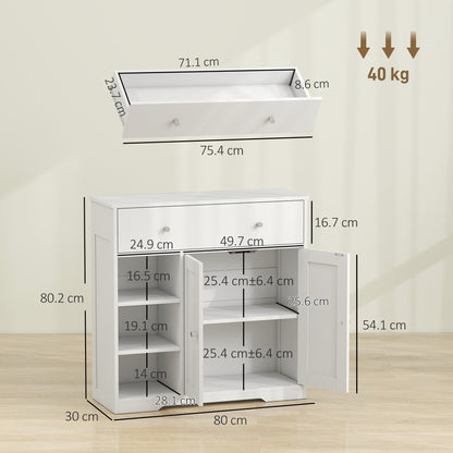 Bathroom Floor Cabinet, Bathroom Cabinet with Drawer and Door, White