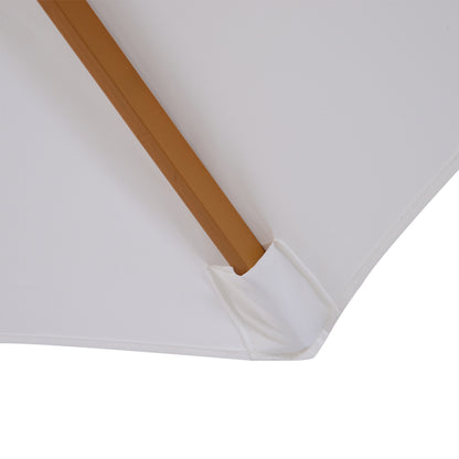 3(m) Wooden Garden Parasol Sun Shade Outdoor Umbrella Canopy White