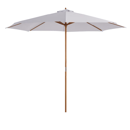 3(m) Wooden Garden Parasol Sun Shade Outdoor Umbrella Canopy White