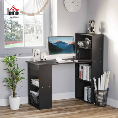 120cm Computer Desk Bookshelf Writing Table 6 Shelves Black