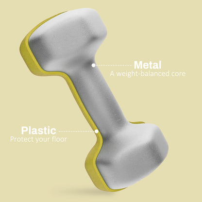 Set of 2 Hexagonal Dumbbells Weights Pair, 2 x 1kg, Yellow