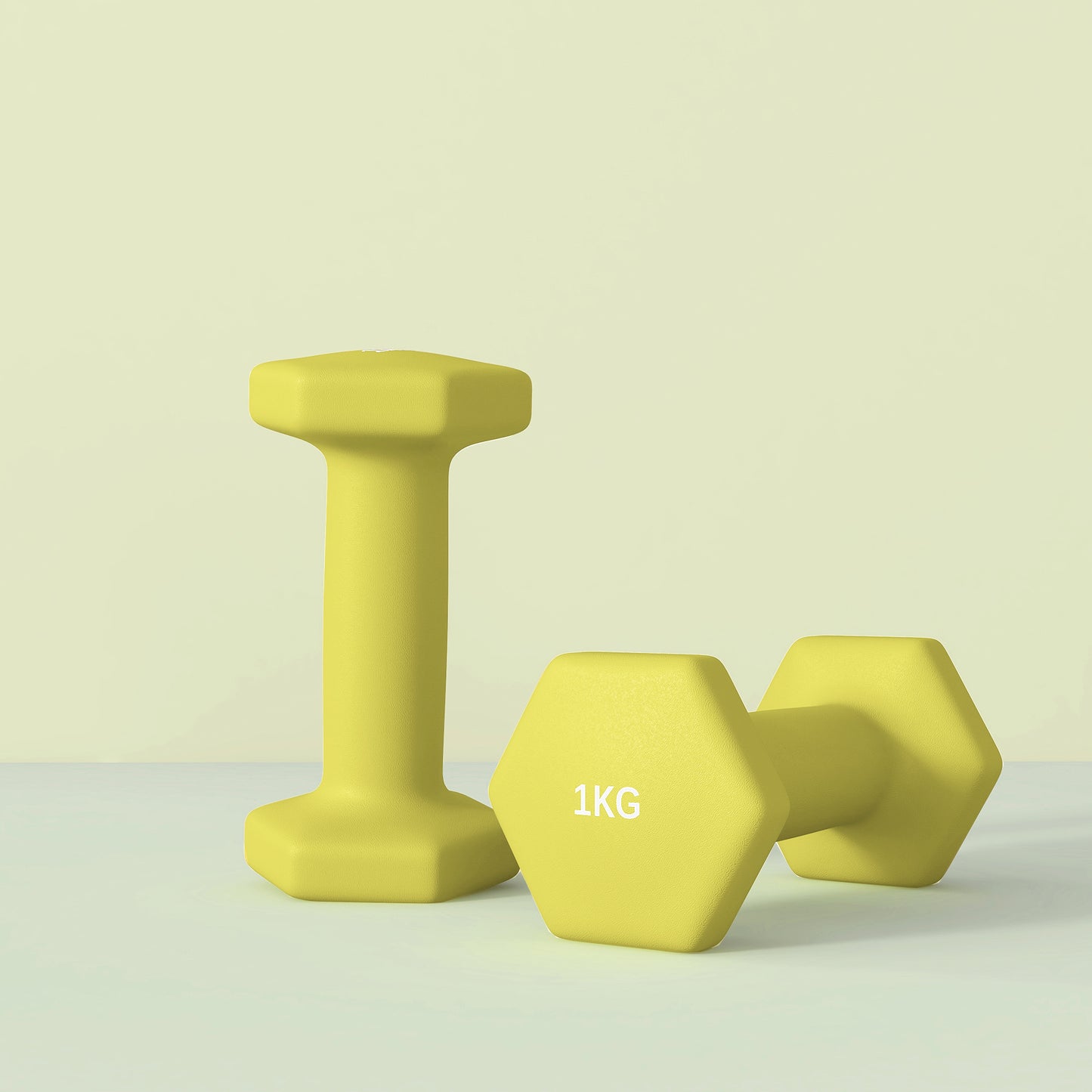 Set of 2 Hexagonal Dumbbells Weights Pair, 2 x 1kg, Yellow