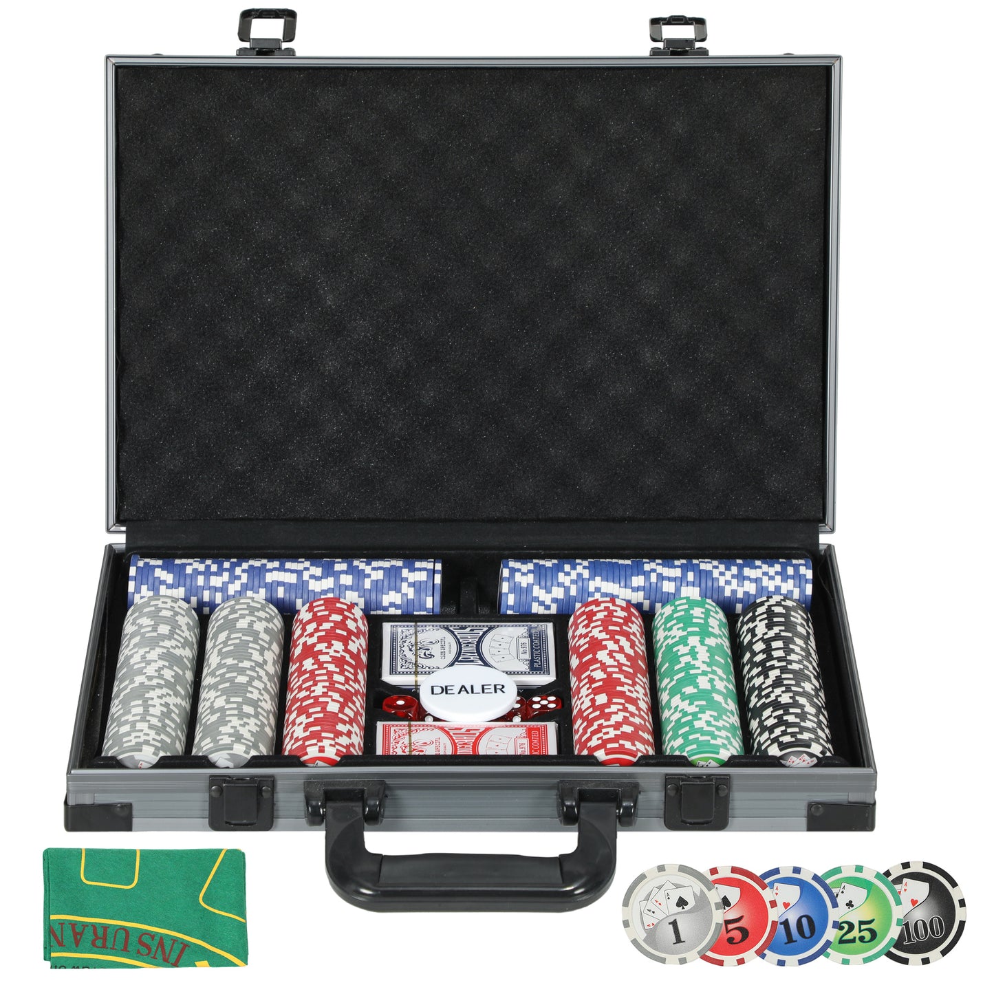 400-Piece Poker Chips Set, Texas Holdem Poker Set with Case, Mat
