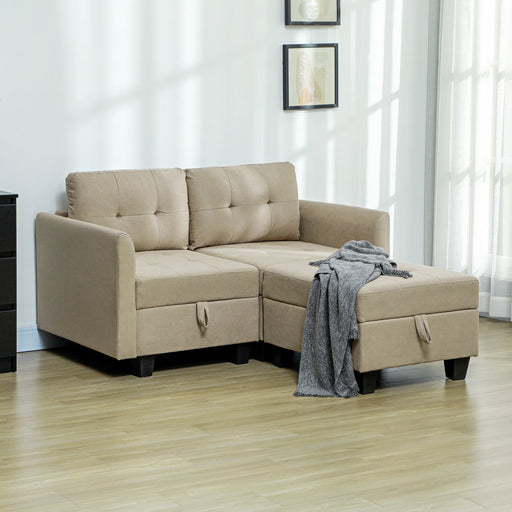 Modular Sectional Sofa with Storage, 2 Seater Sofa Set, Light Brown