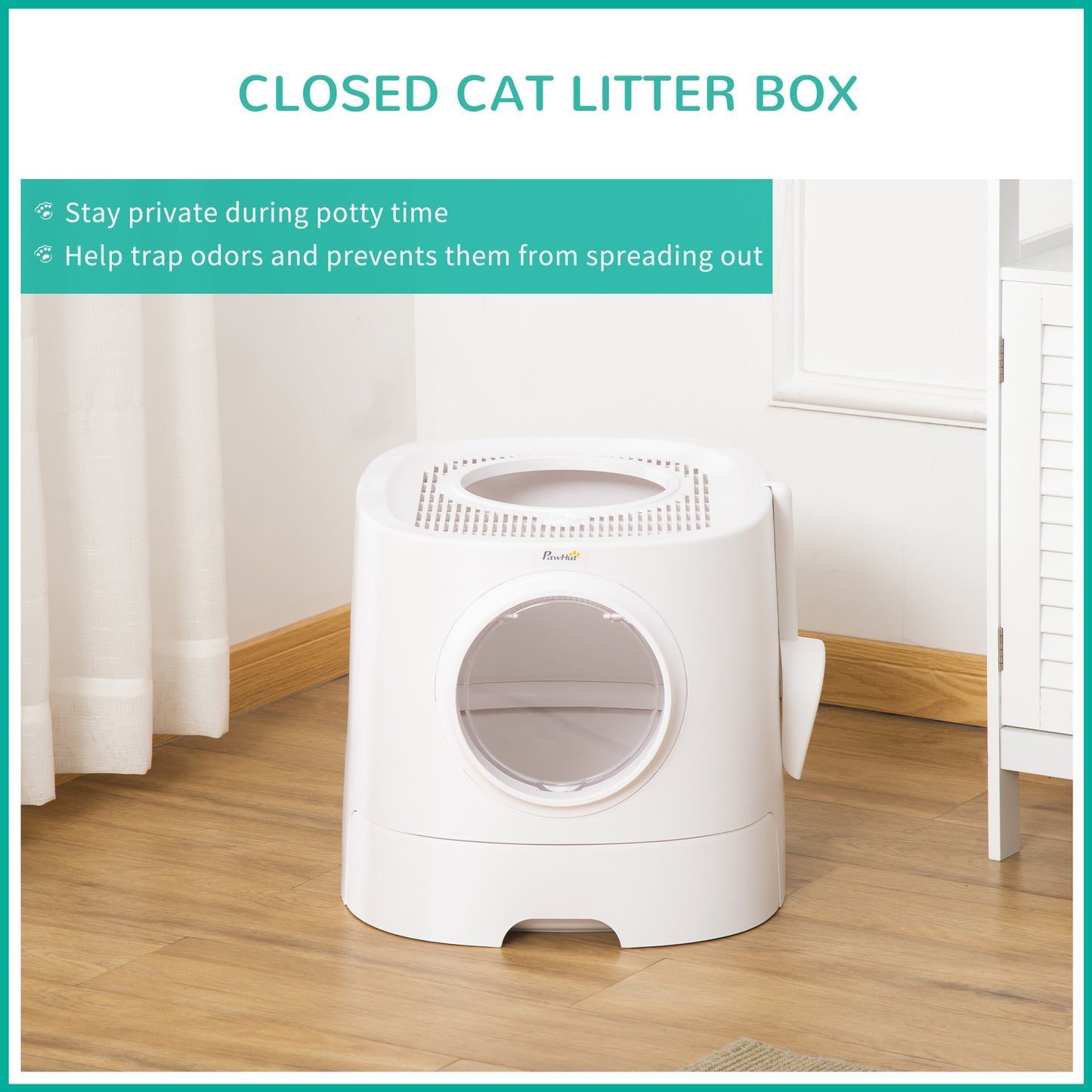 Cat Litter Box Portable Pet Toilet Fully Enclosed Kitten Pan w/ Scoop