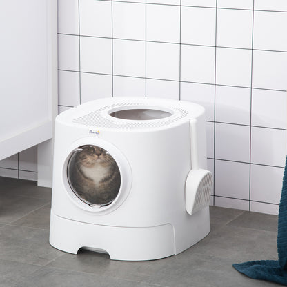 Cat Litter Box Portable Pet Toilet Fully Enclosed Kitten Pan w/ Scoop