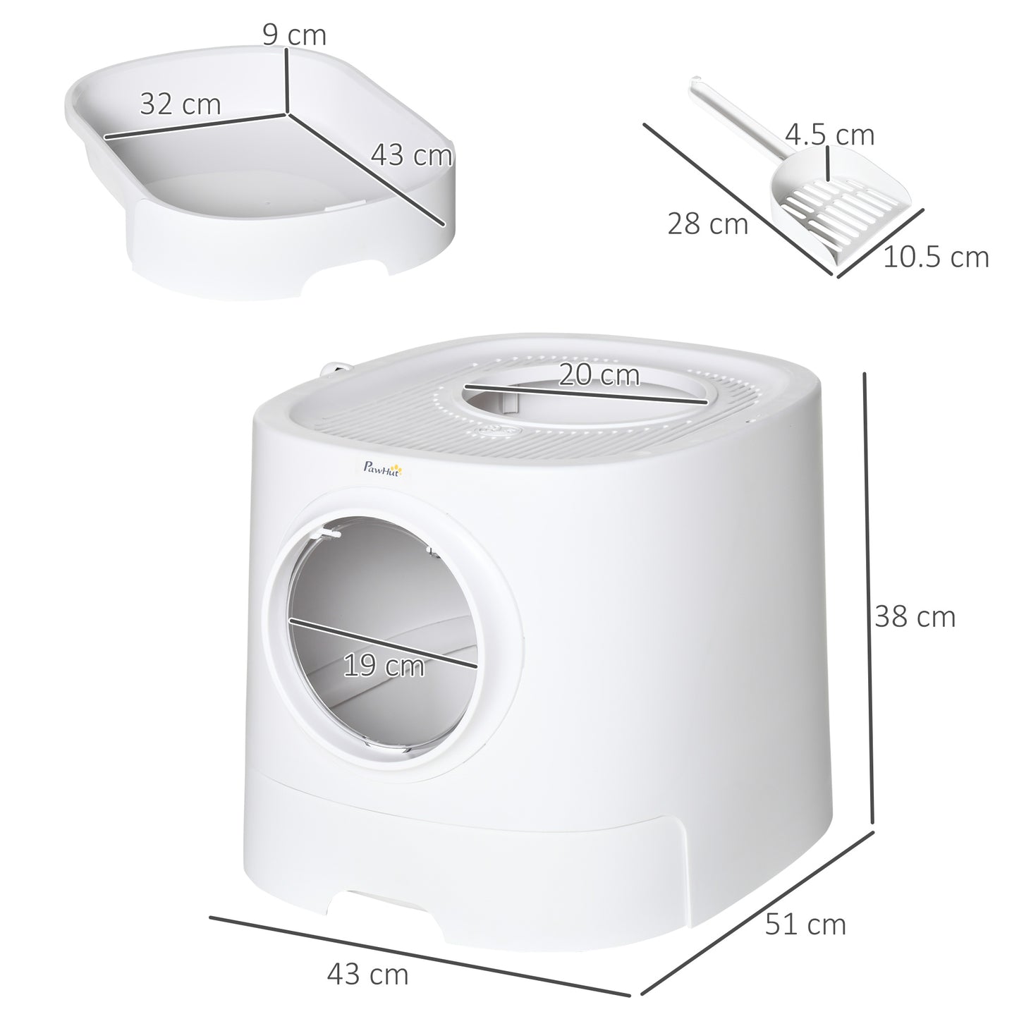 Cat Litter Box Portable Pet Toilet Fully Enclosed Kitten Pan w/ Scoop