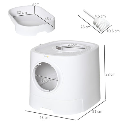 Cat Litter Box Portable Pet Toilet Fully Enclosed Kitten Pan w/ Scoop