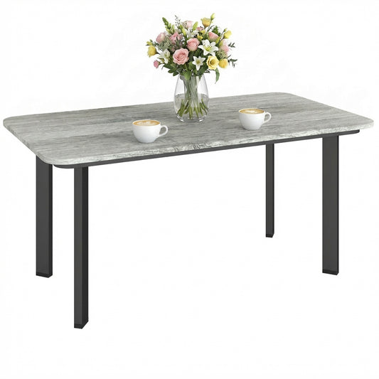 Outdoor Coffee Table, Garden Table with Slatted WPC Top, Grey