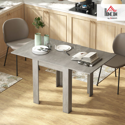 Folding Dining Table for 4-6, Drop Leaf Table for Small Spaces, Grey