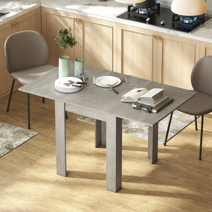 Folding Dining Table for 4-6, Drop Leaf Table for Small Spaces, Grey