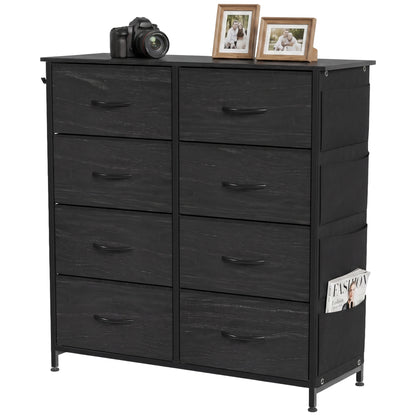 Fabric Chest of Drawers, 8 Drawer Dresser for Bedroom, Black