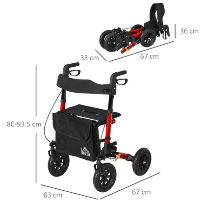 Lightweight Walking Frame with Adjustable Handle, Red