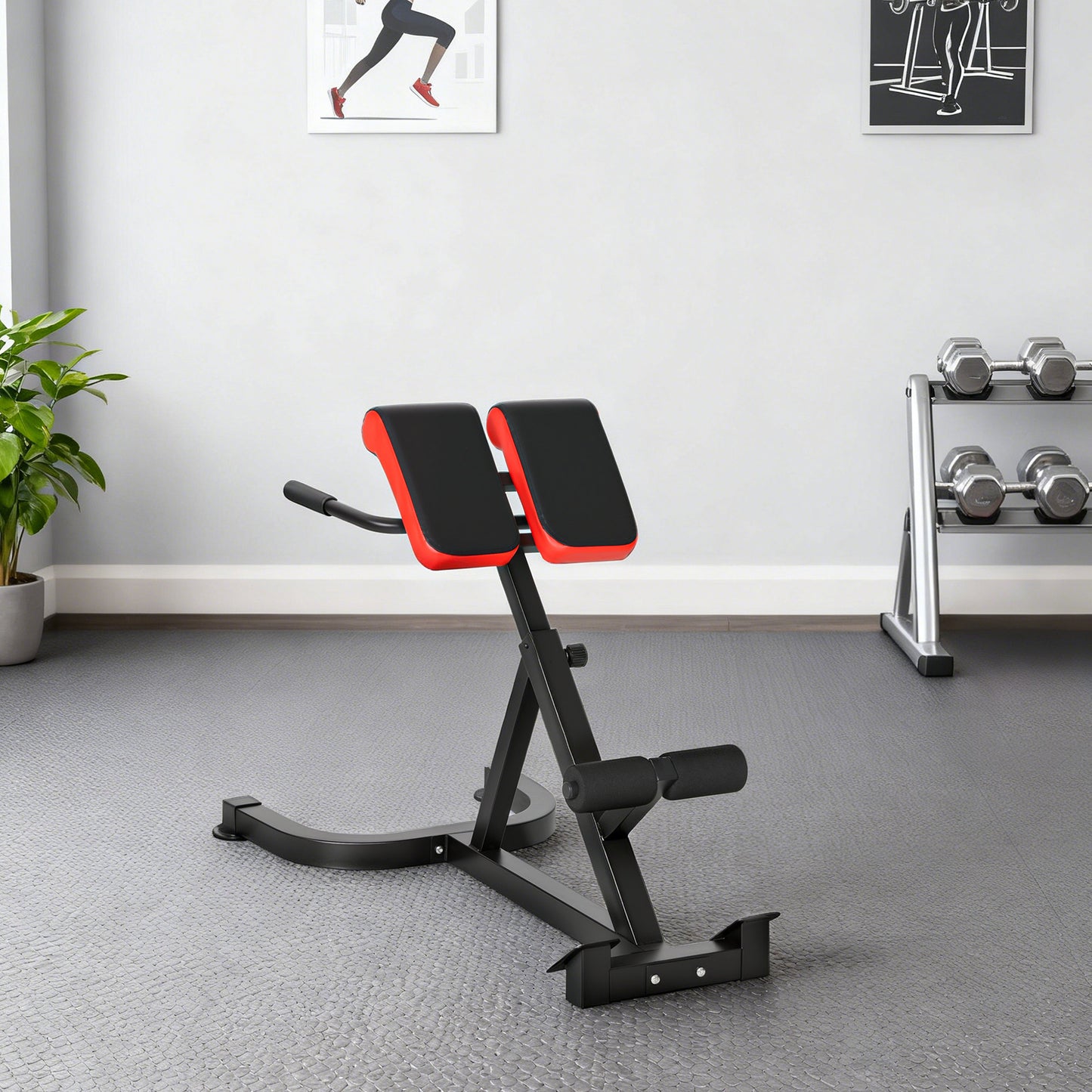 SPORTOW 45-Degree Hyperextension Roman Chair, 5-Level Adjustable Height Back Extension Bench for Glute, Hamstring & Ab Workouts, Multi-Function Heavy-Duty Home Gym Equipment