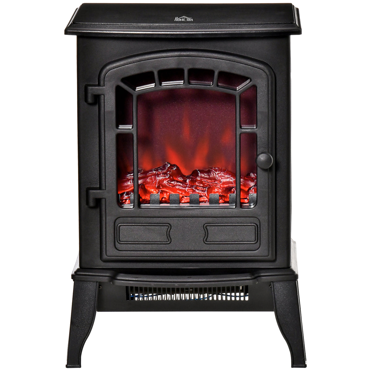 Freestanding Electric Fireplace Heater W/ Realistic Flame Effect Black