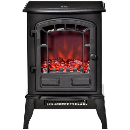 Freestanding Electric Fireplace Heater W/ Realistic Flame Effect Black