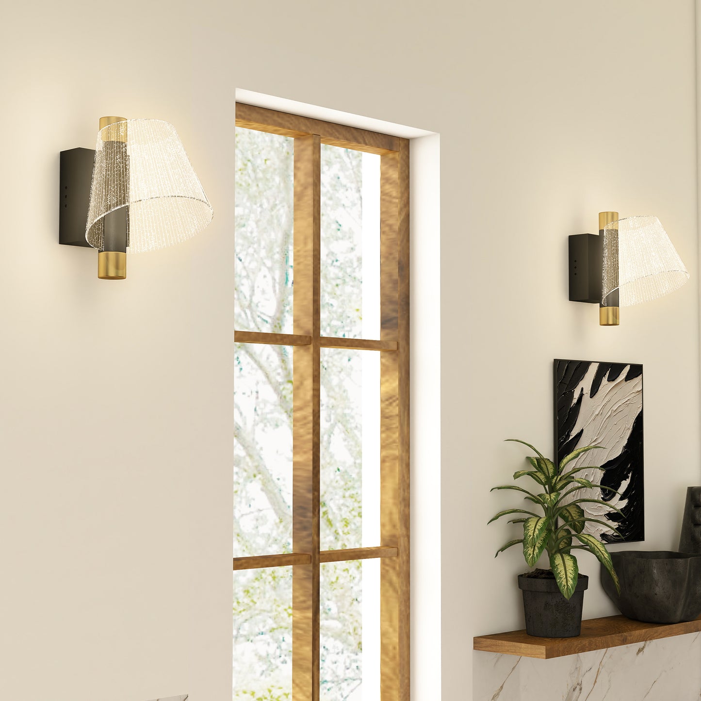 Led Wall Lamp 2 Pack, Modern Indoor Starry Wall Light, Black