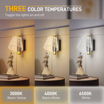 Led Wall Lamp 2 Pack, Modern Indoor Starry Wall Light, Black