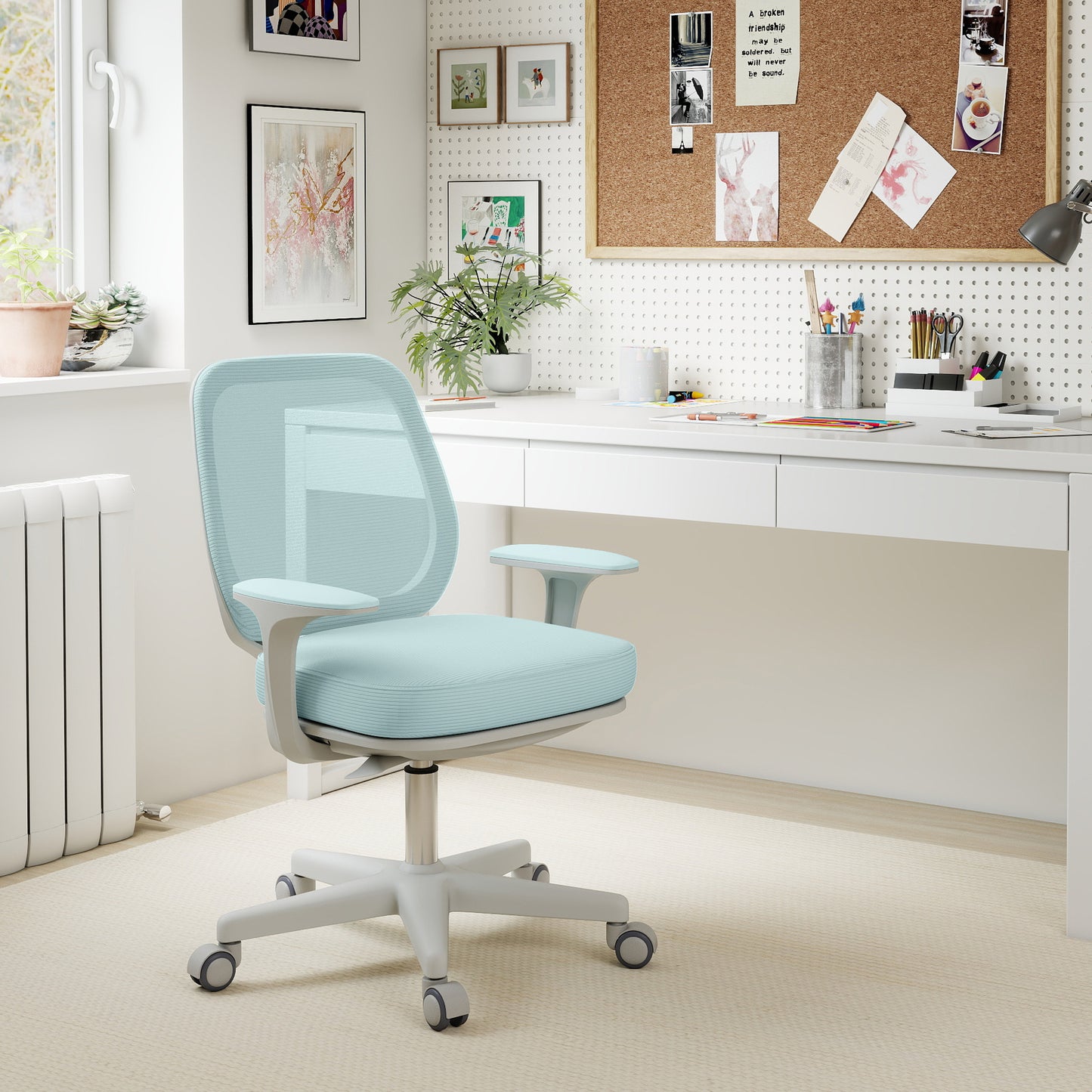 Vinsetto Office Chair, Breathable Mesh Swivel Desk Chair with Adjustable Height for Home Office, Study, Light Green