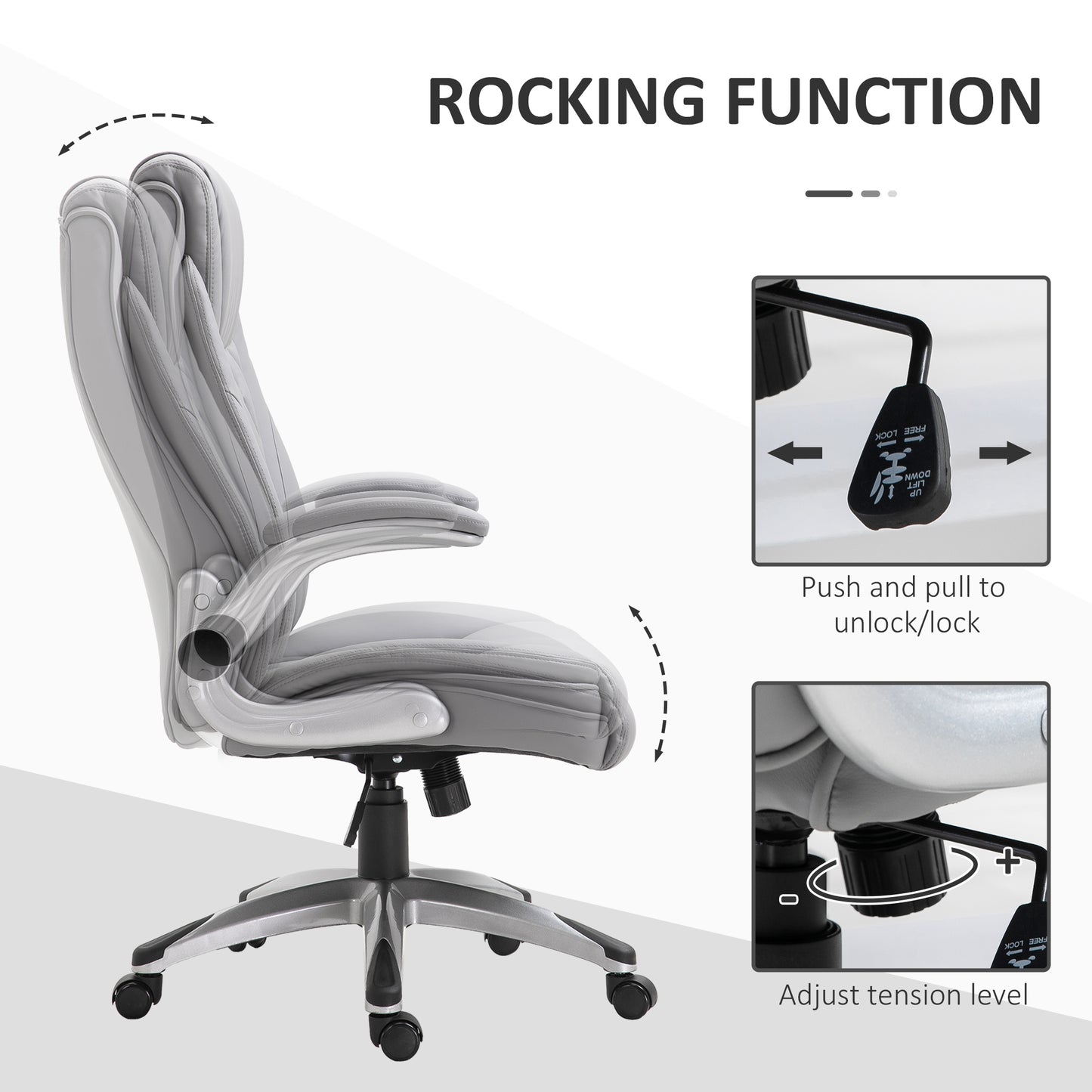 High Back Executive Office Chair Home Swivel PU Leather