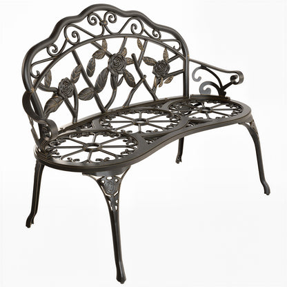 Garden Bench Porch Park Seat Vintage Rose Style Cast Aluminium